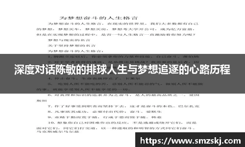 深度对话陈敏的排球人生与梦想追逐的心路历程